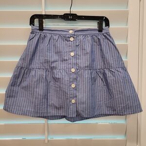 Madewell Blue Striped Button-Front Skirt